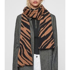 NWOT AllSaints Zebra Tiger Jacquard Merino Wool Oversized Scarf